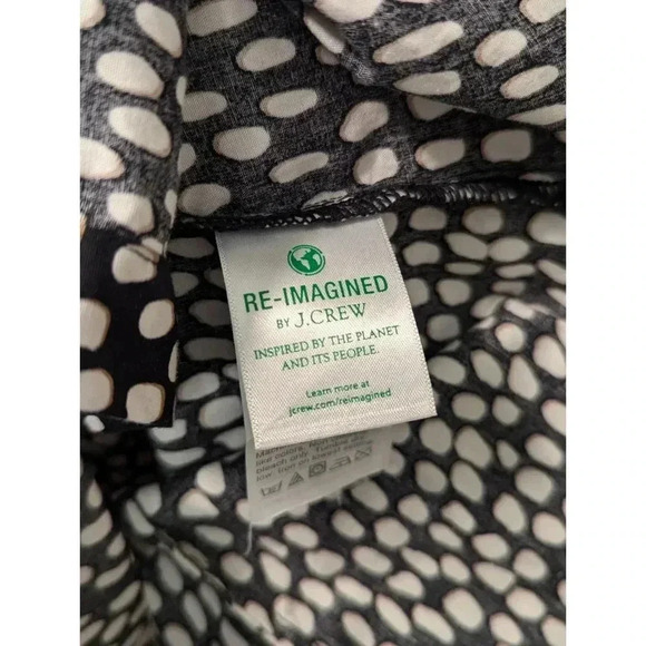 J.Crew Women's Small Button Up Blouse Black with White & Tan Dots Front Pocket - Picture 9 of 10